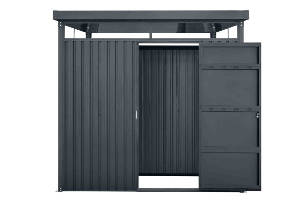 Garden shed with integrated pergola, galvanized steel, code: 30-000/30-001