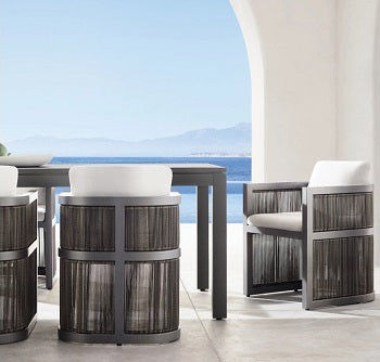 Esstisch-Set mit 6 hochwertigen Aluminiumstühlen, für Terrasse/Garten/Balkon, Modell BARI