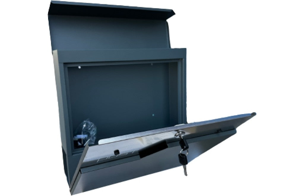 Galvanized steel mailbox, modern design, anthracite gray and silver, 26-026