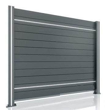 Fence panel with aluminum posts, Bacus, aluminum PG10