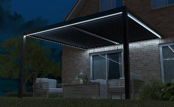 Pergola X Bioclimatica, Pavillon 3*5.8*2,3 Meter mit LED, Montage an der Hauswand, Premium, Aluminium, 23-725_LED