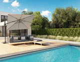 Sonnenschirm 3x3m für Terrasse Und Garten, Aluminium, faltbar, mit LED- Beleuchtung, Farbe Khaki, inklusive Kunststoffhalterung, 23-771/LED/23-780