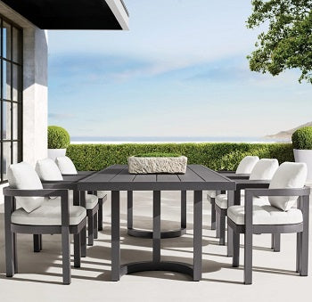 Esstisch-Set mit 6 hochwertigen Aluminiumstühlen, für Terrasse/Garten/Balkon, Modell PARMA