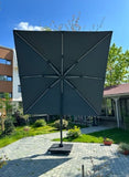 Sonnenschirm 3x3m für Terrasse Und Garten, Aluminium, faltbar, Farbe Anthrazitgrau, inklusive Kunststoffträger, 23-770/23-780
